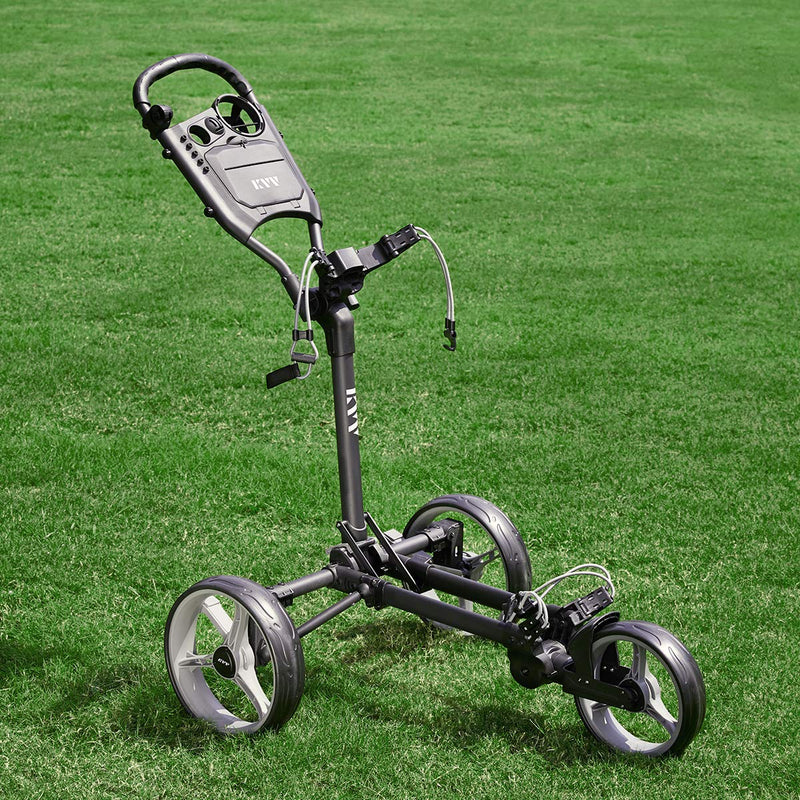 KVV Flat-Fold 3-Wheel Golf Push Cart – Lightweight - Compact