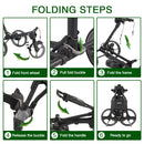 KVV Flat-Fold 3-Wheel Golf Push Cart – Lightweight - Compact