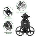 KVV Flat-Fold 3-Wheel Golf Push Cart – Lightweight - Compact