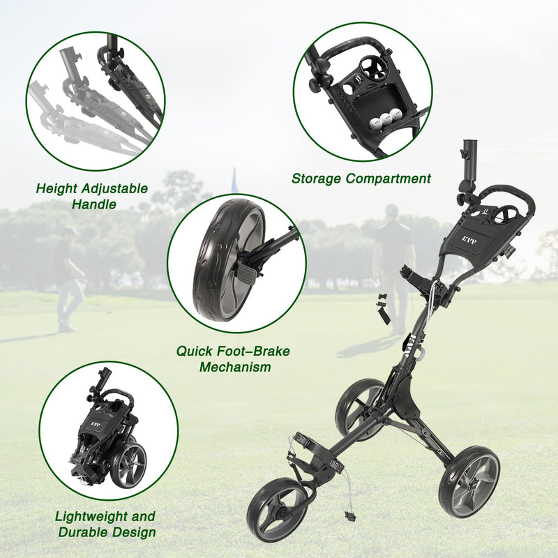 KVV Ultra-Light 3-Wheel Golf Push Cart