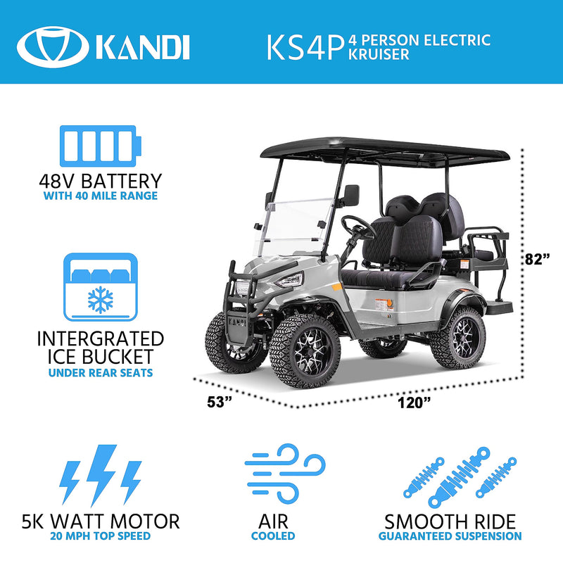 Kandi 4-Seat Black Electric Golf Cart 