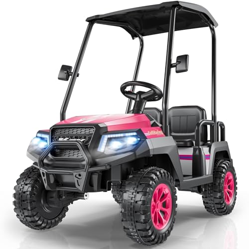peg perego pink rzr LIGIANT R9 Kids 4-Seat Electric Golf Cart Ride-On