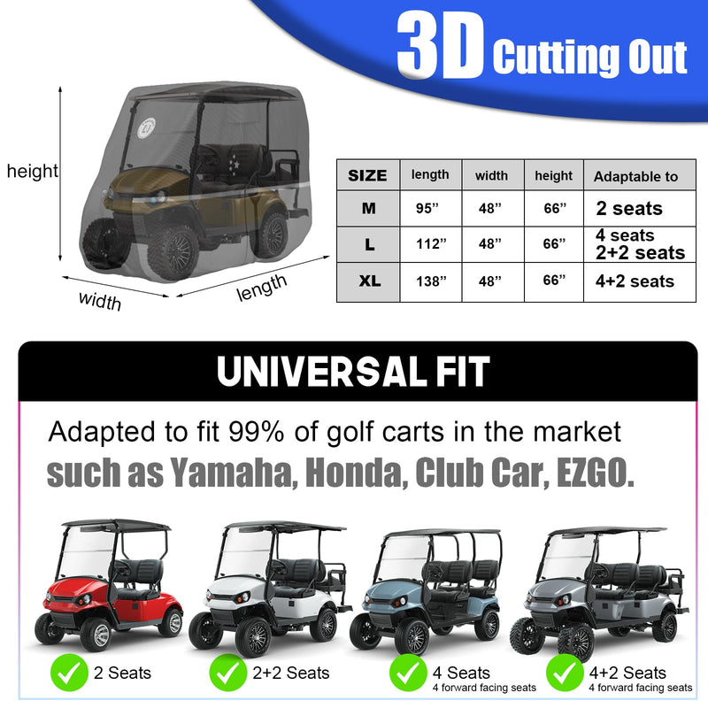 LI LIBZAKI Golf Cart Cover – Fits 2–4 Passenger Carts (Gray)