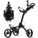 Lakehood 3-Wheel Foldable Golf Push Cart with Brake & Storage