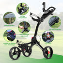 Lakehood 3-Wheel Foldable Golf Push Cart with Brake & Storage