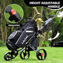 Lakehood 3-Wheel Golf Push Cart with Storage & One-Tap Brake