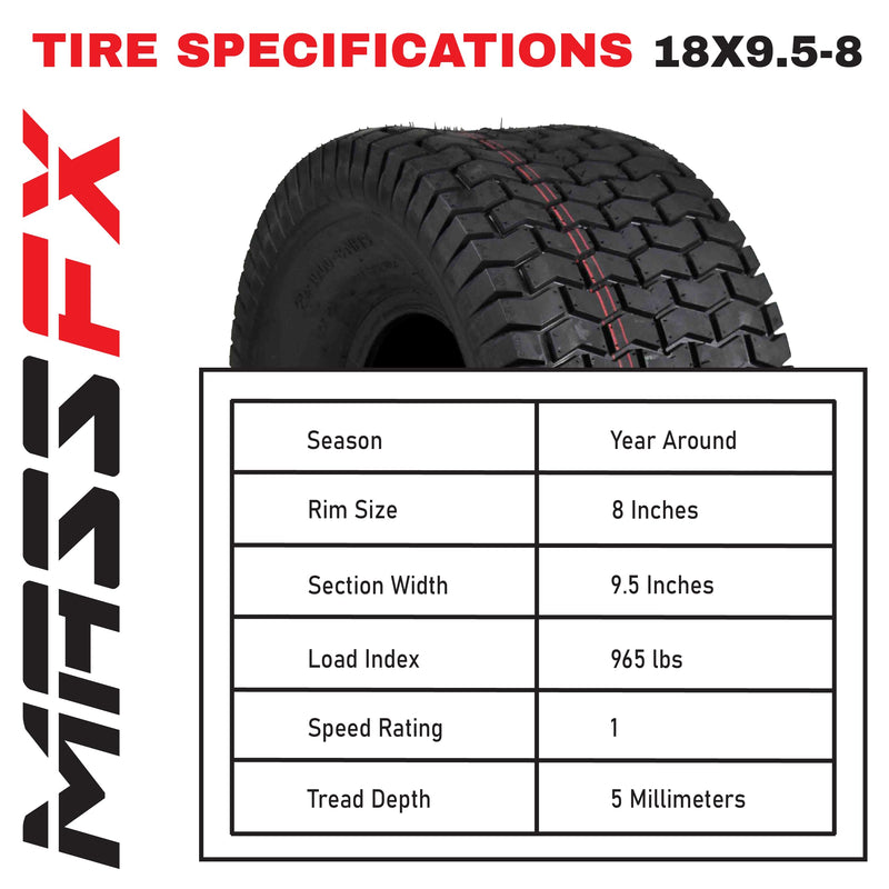 MASSFX Turf Tire Set for Golf Carts & Mowers (2-Pack)