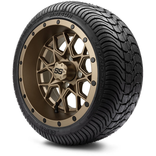MODZ Vortex Bronze 12” Golf Cart Wheels & DOT Tires (Set of 4)