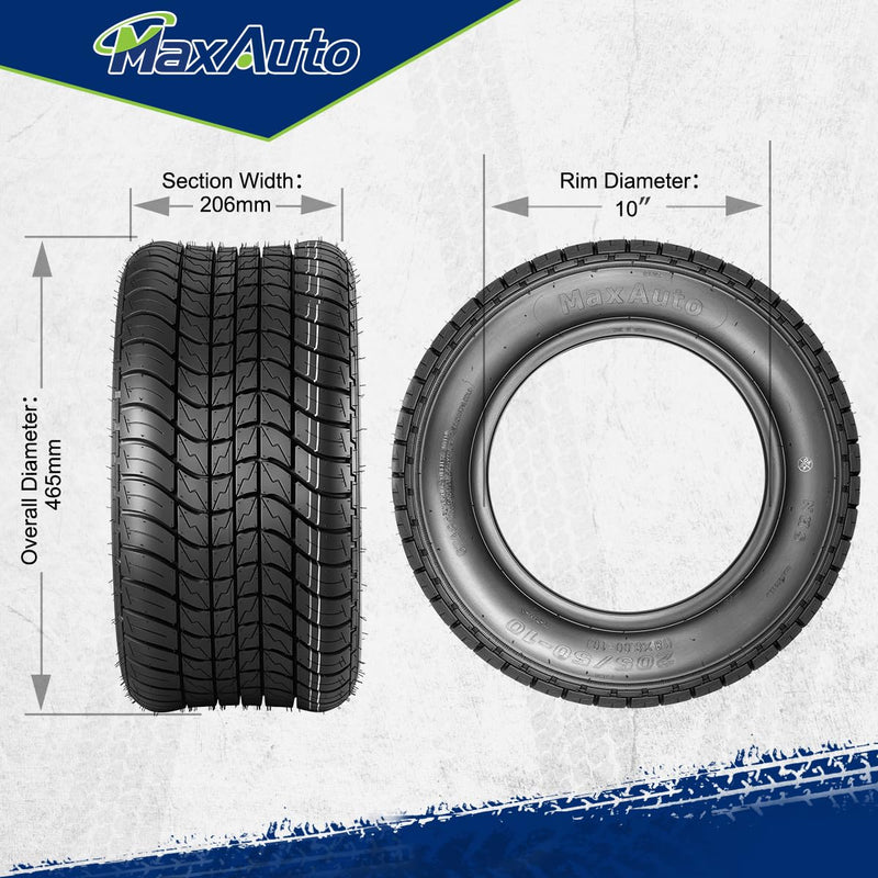 MaxAuto 205/50-10 Low-Profile Golf Cart Tires – Set of 2