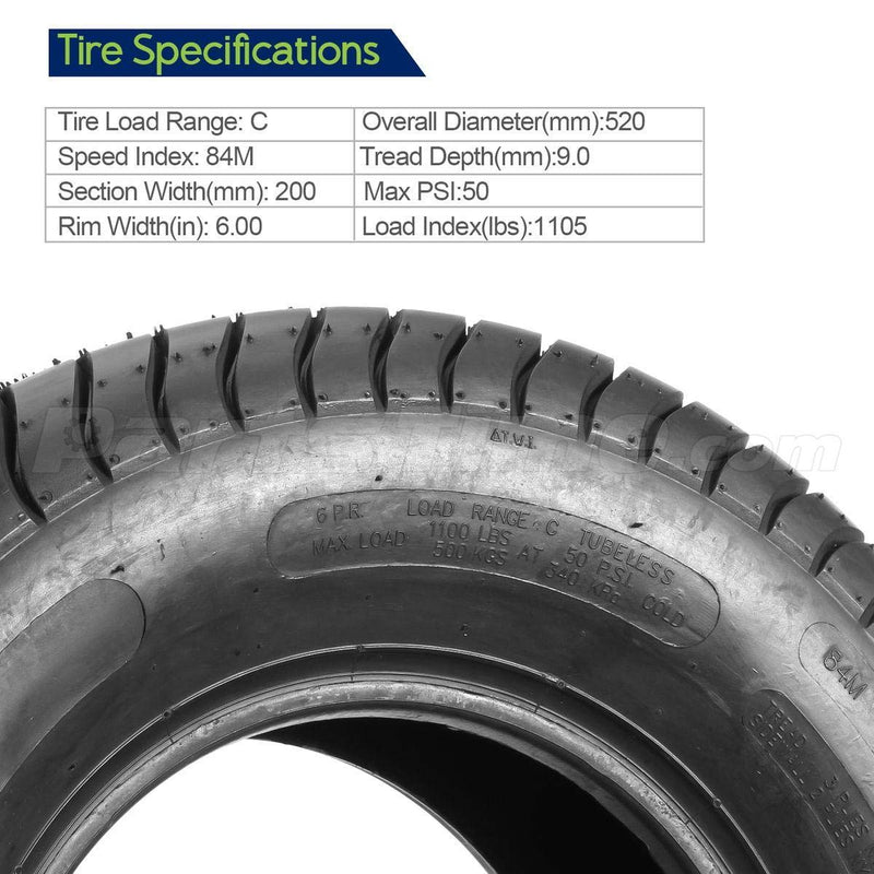 MaxAuto Trailer Tire Set – 205/65-10 Load C (Set of 4)