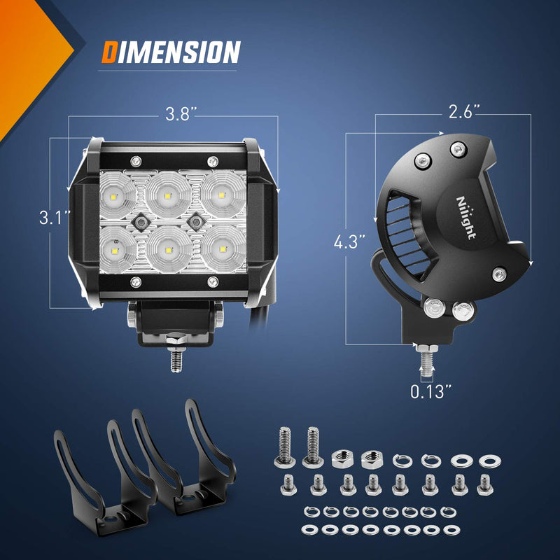 Nilight LED Combo Light Kit with Bar, Pods & Harness