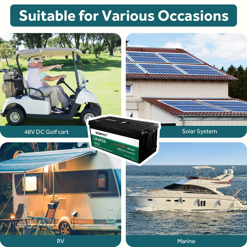 OGRPHY 48V Lithium Golf Cart Battery with Smart Charger