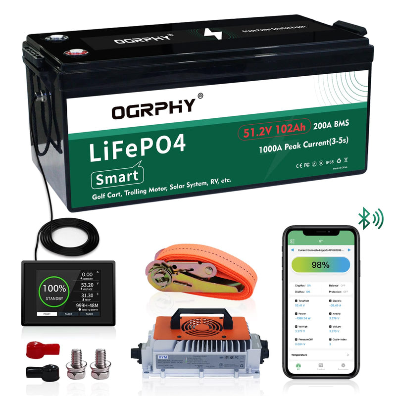 OGRPHY 48V Lithium Golf Cart Conversion Kit – 102Ah, Touchscreen