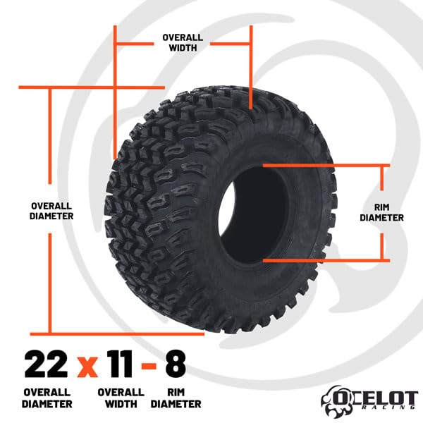 Ocelot P334 All Terrain Golf Cart Tires – 22x11-8 (Set of 2)