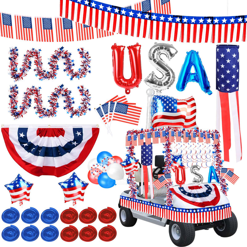 Patriotic Golf Cart Decoration Kit – 4th of July Parade Set