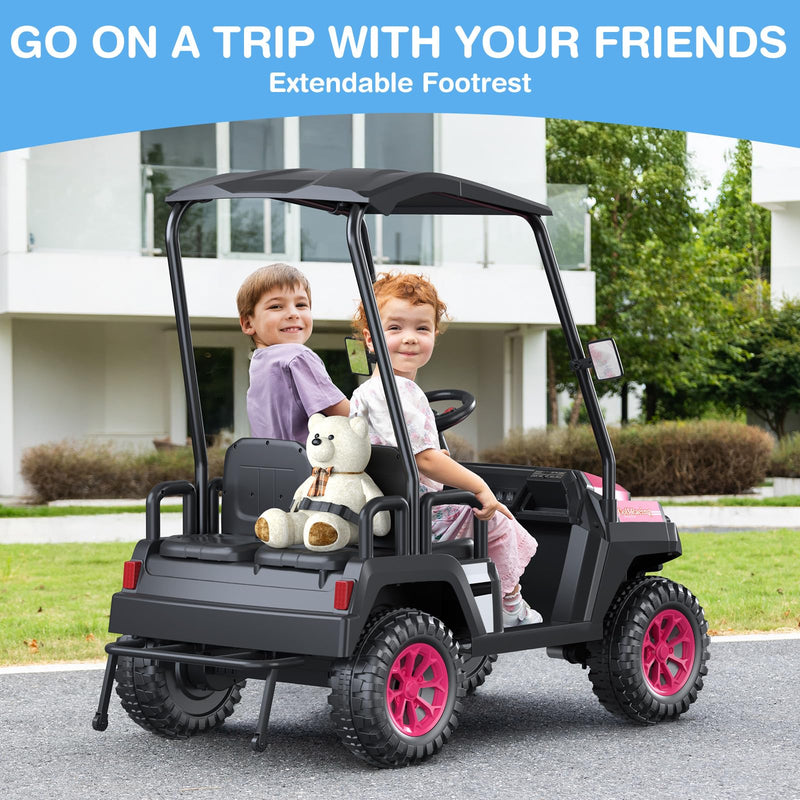 Pink 24V 4-Seater Ride-On Golf Cart 