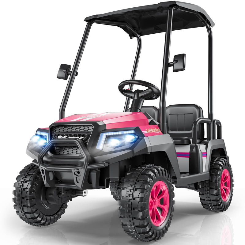 peg perego pink four wheeler Pink 24V 4-Seater Ride-On Golf Cart for Kids with Remote