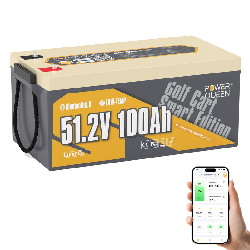 Power Queen 48V 100Ah Bluetooth Lithium Battery for Golf Carts