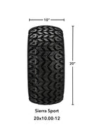 RM Cart - 20x10-12 Casino 12” Black Wheels Sierra Sport Tires x 4