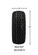 RM Cart - Ninja 12” Matte Black Wheels with Black Trail Tires x 4