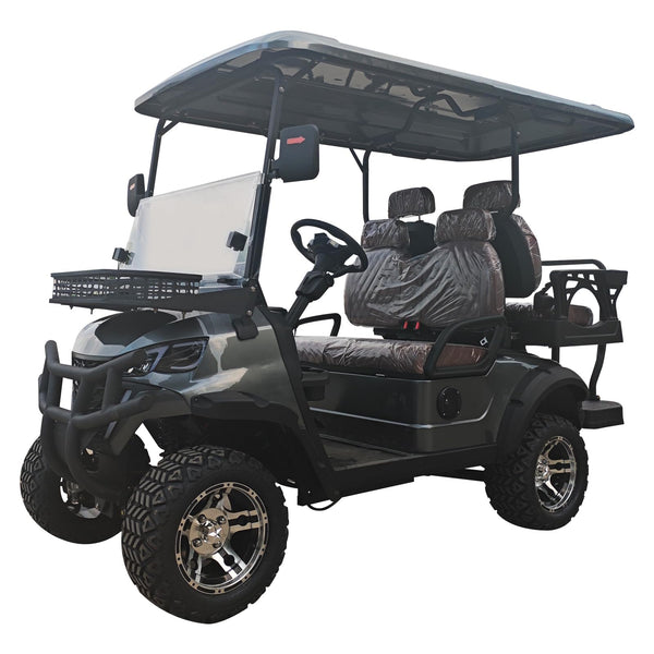 SDLANCH Black Luxury Electric Golf Cart with Brown Seats