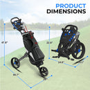SereneLife Lightweight 3-Wheel Foldable Golf Push Cart