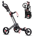 Tangkula Foldable 3-Wheel Golf Push Cart with Storage