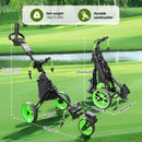 Tedycatt 3-Wheel Swivel Golf Push Cart with Cooler Bag