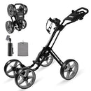 Tivor 4-Wheel Folding Golf Push Cart with Brake (Black)