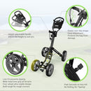 Tivor 4-Wheel Folding Golf Push Cart with Brake (Black)