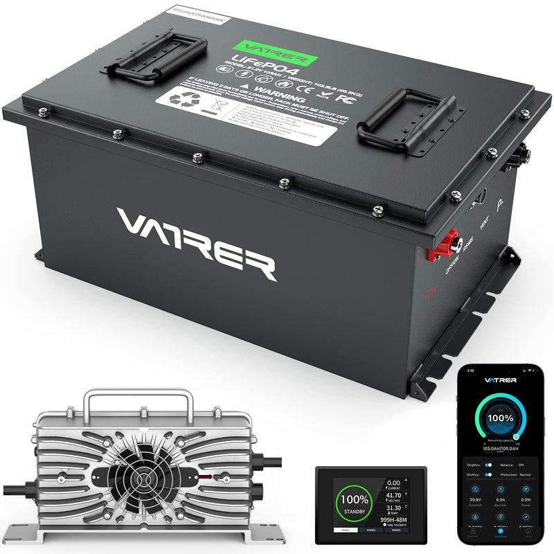 Vatrer Power 48V 105Ah Lithium Golf Cart Battery - Touchscreen