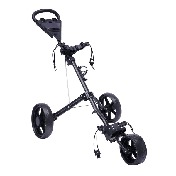 WDZCZDoo Foldable 3-Wheel Golf Push Cart – Black