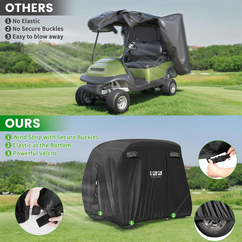 Waterproof Golf Cart Cover for 2–6 Passenger Models Fits Yamaha EZGO Club Car