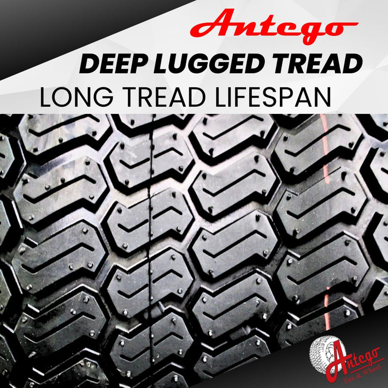 White Steel Golf Cart Wheels with Turf Tires – Set of 4 18X8.50-8"