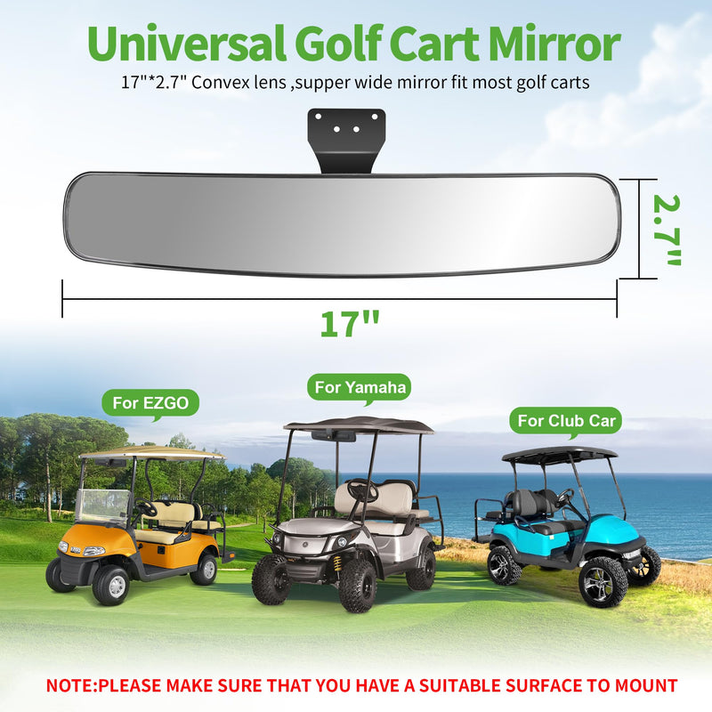 Wide-Angle Golf Cart Rearview Mirror – 270° Adjustable