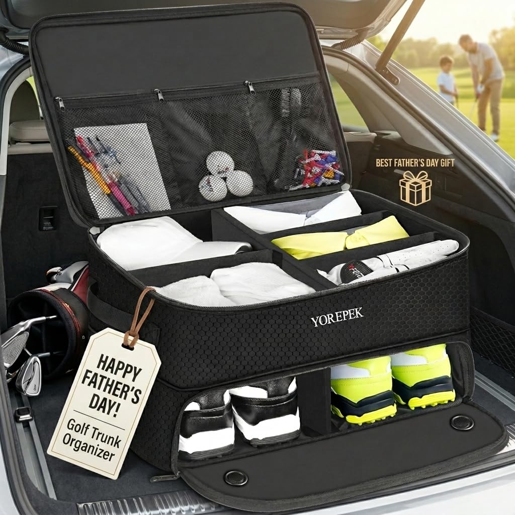 YOREPEK Golf Trunk Organizer with Shoe Storage