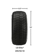 Yukon Black 10” Golf Cart Wheels with Elite Tires 205/50-10