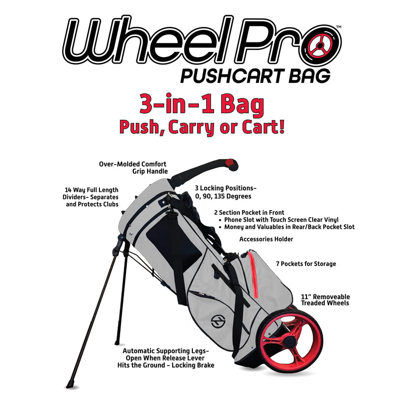 Zero Friction Wheel Pro Golf Bag – Push, Carry, or Cart